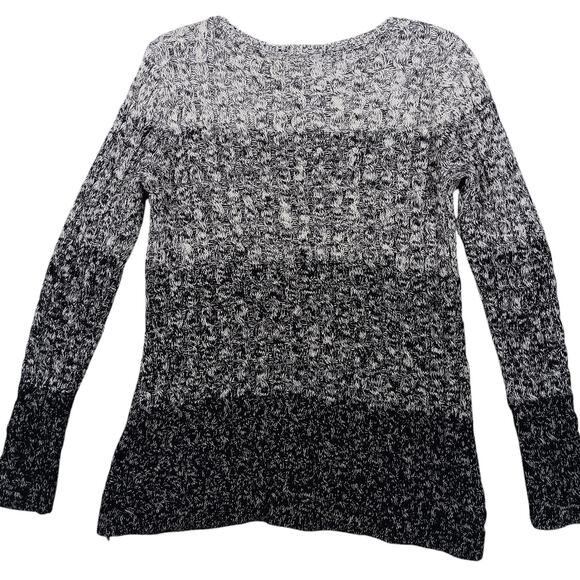 Talbots Sweater Top Marled Gray Colorblock Size Small Long Sleeve Round Neckline - Picture 2 of 5